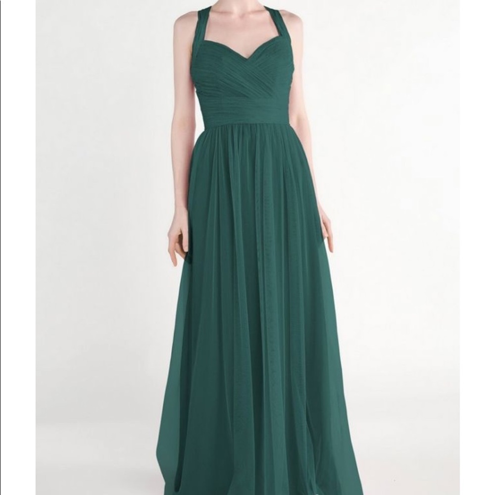 Tulle and chantilly emerald green bridesmaid dress